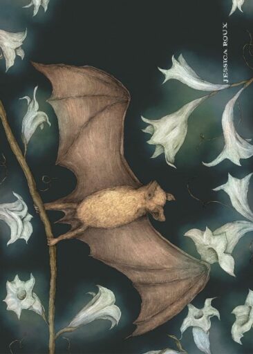 Bat and Moonflowers von Jessica Roux