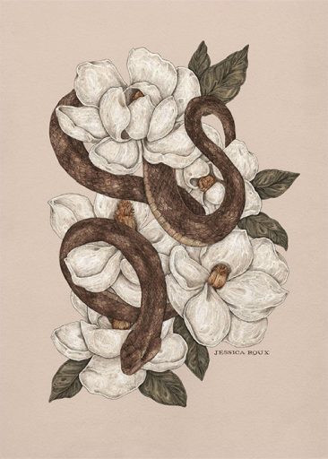 Snake and Magnolias von Jessica Roux