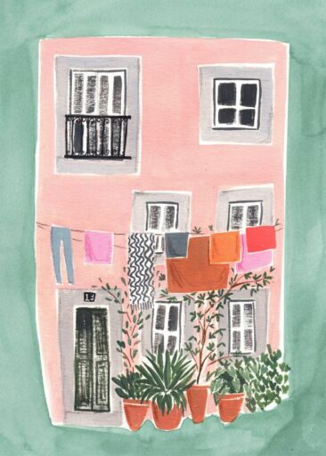 Pink house green von Emma Block